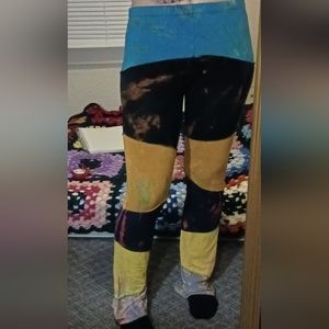 100% Rayon Tie Dye Patchwork Yoga Pants Bootcut S/M